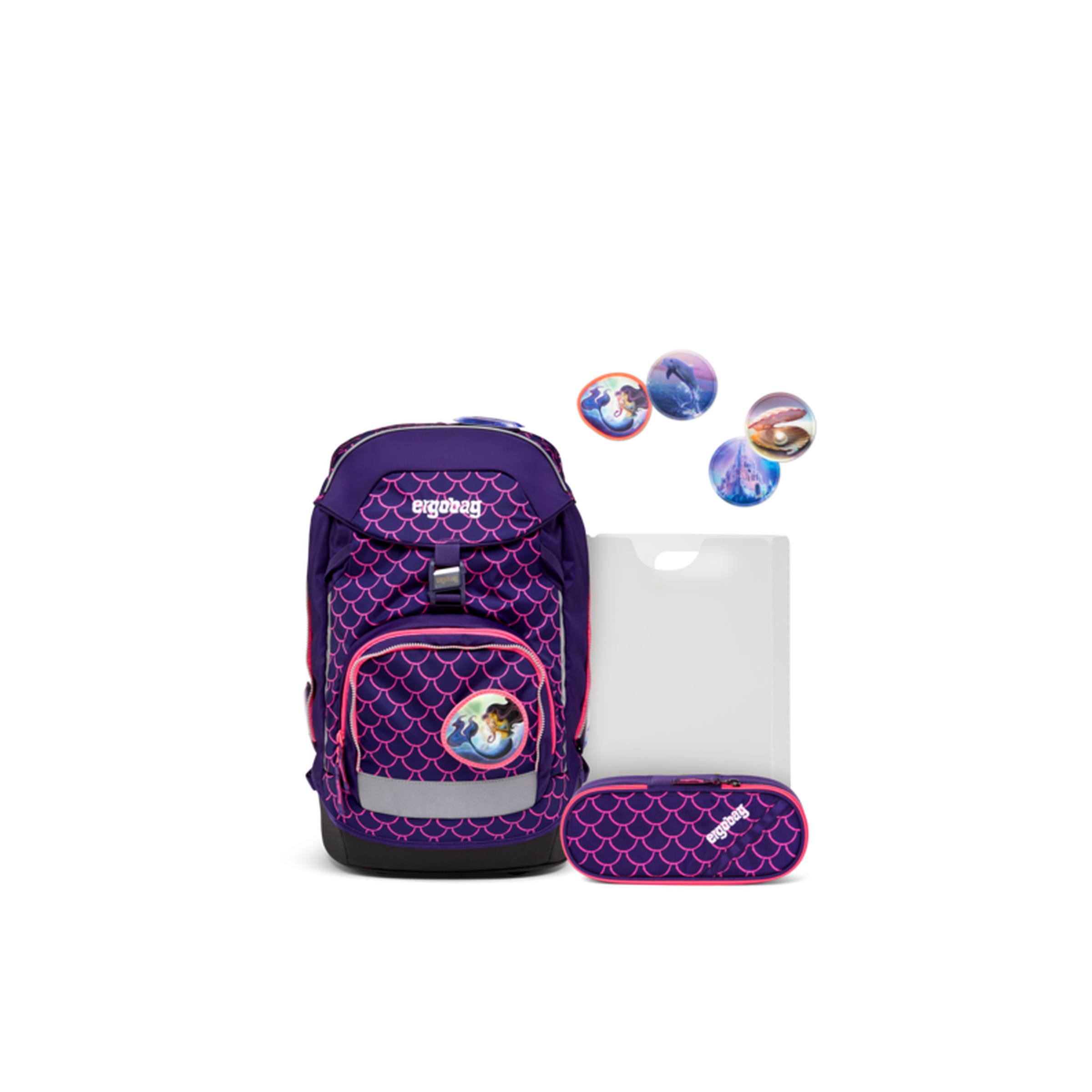 ERGOBAG Zaino Scolastico Bambini Viola Rosa Motivo Pesce
