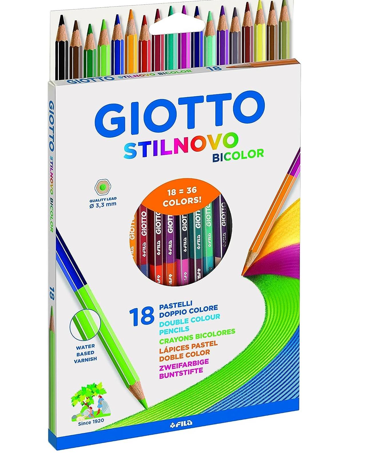 Giotto Stilnovo Bicolor pastello bicolor in un astuccio da 18 pastelli (36  colori)