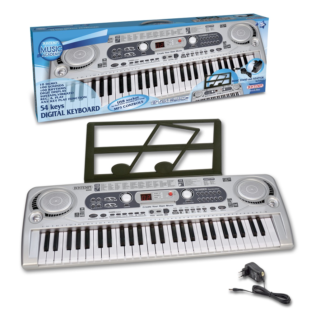 Tastiera digitale 54 tasti con presa USB ed adattatore da rete - Bontempi