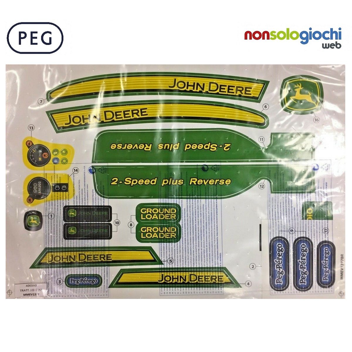 Kit adesivo Trattore elettrico John Deere Ground Loader Peg Perego - immagine 2