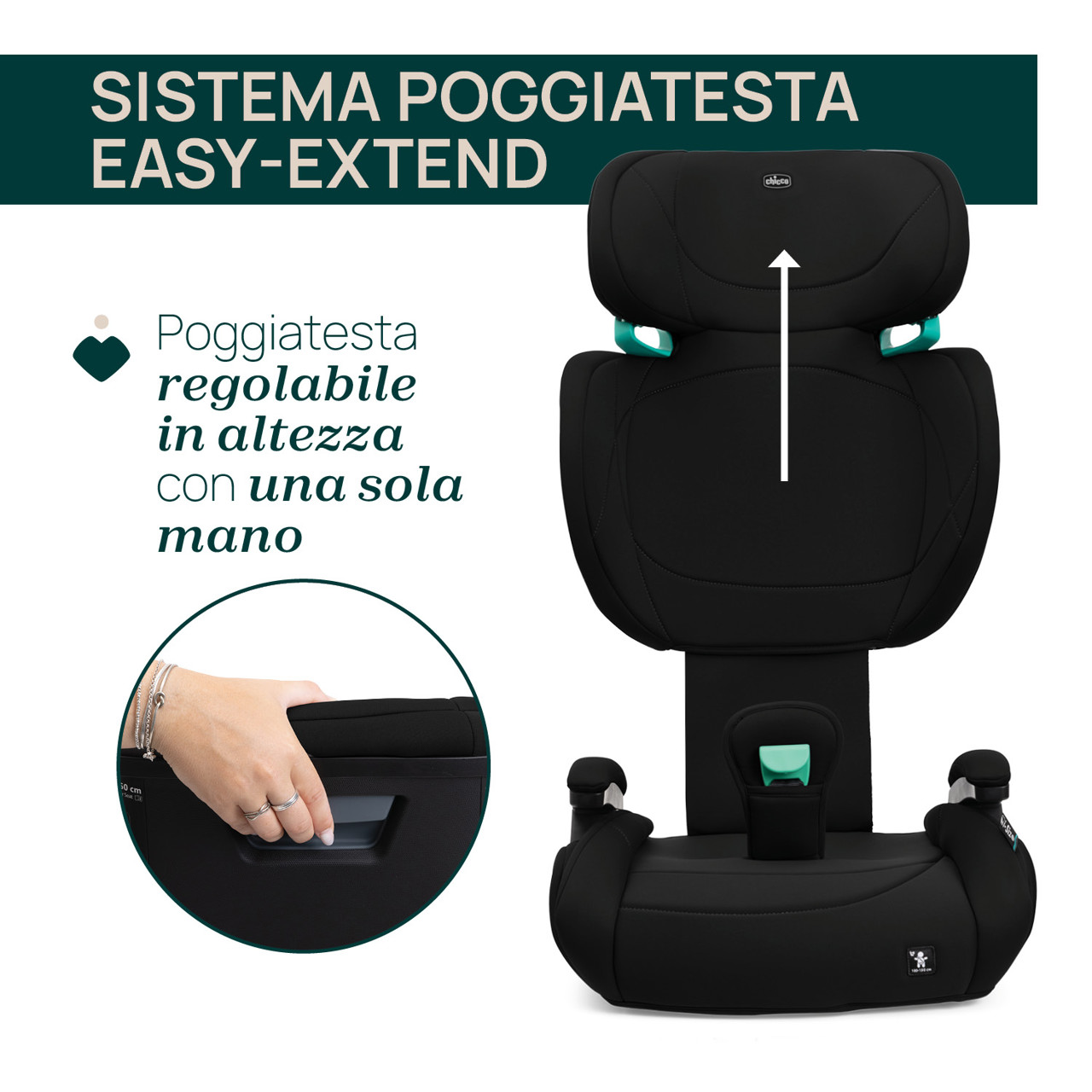 Seggiolino Auto Rialzo con Schienale Quizy Lite i-Size 100-150 cm colore black nero - Chicco - immagine 3