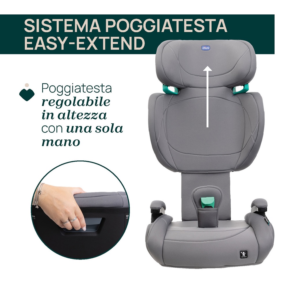 Seggiolino Auto Rialzo con Schienale Quizy Lite i-Size 100-150 cm colore Stone Grigio - Chicco - immagine 3