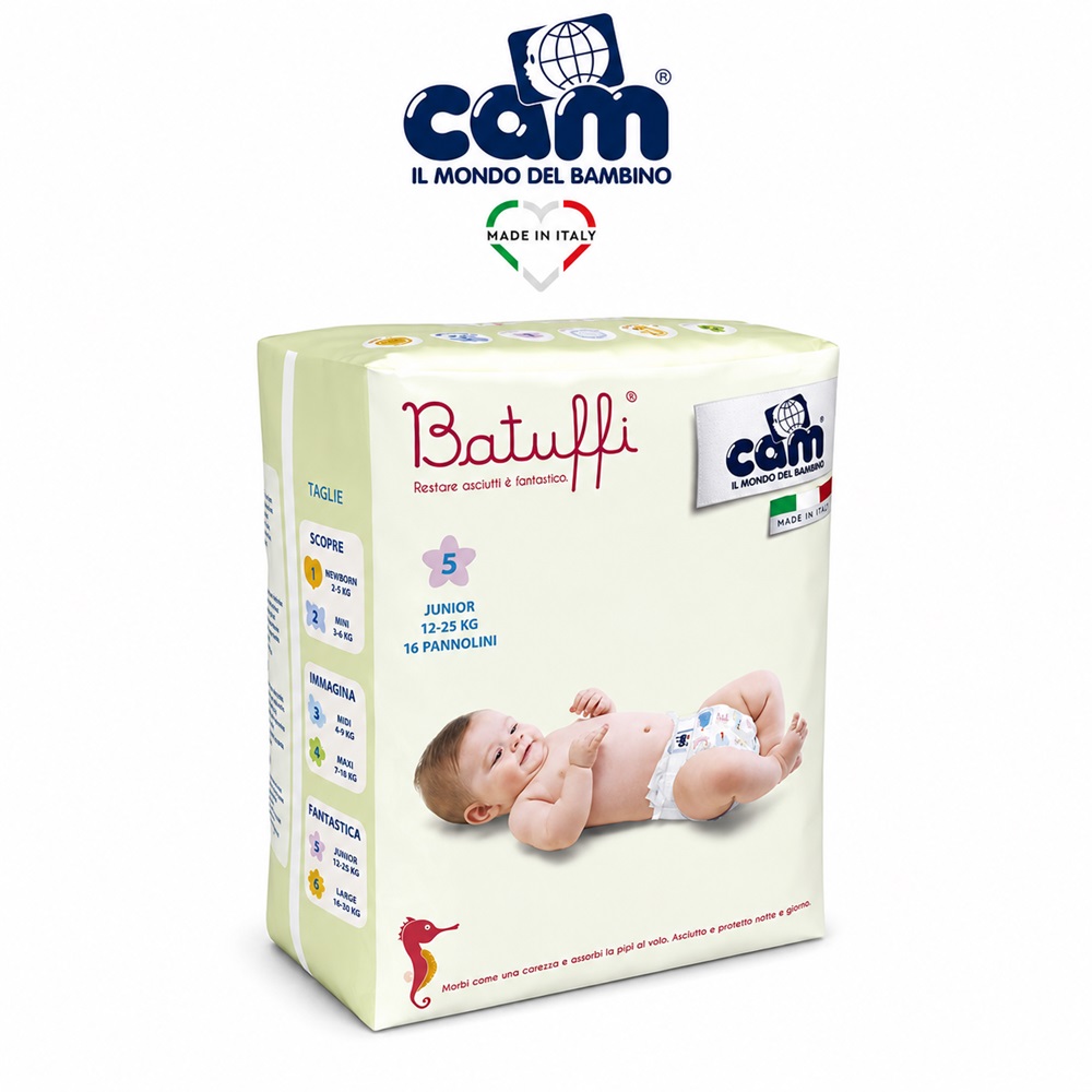 CAM Batuffi Pannolini Junior Taglia 5 – 12-25 kg – 16 Pezzi