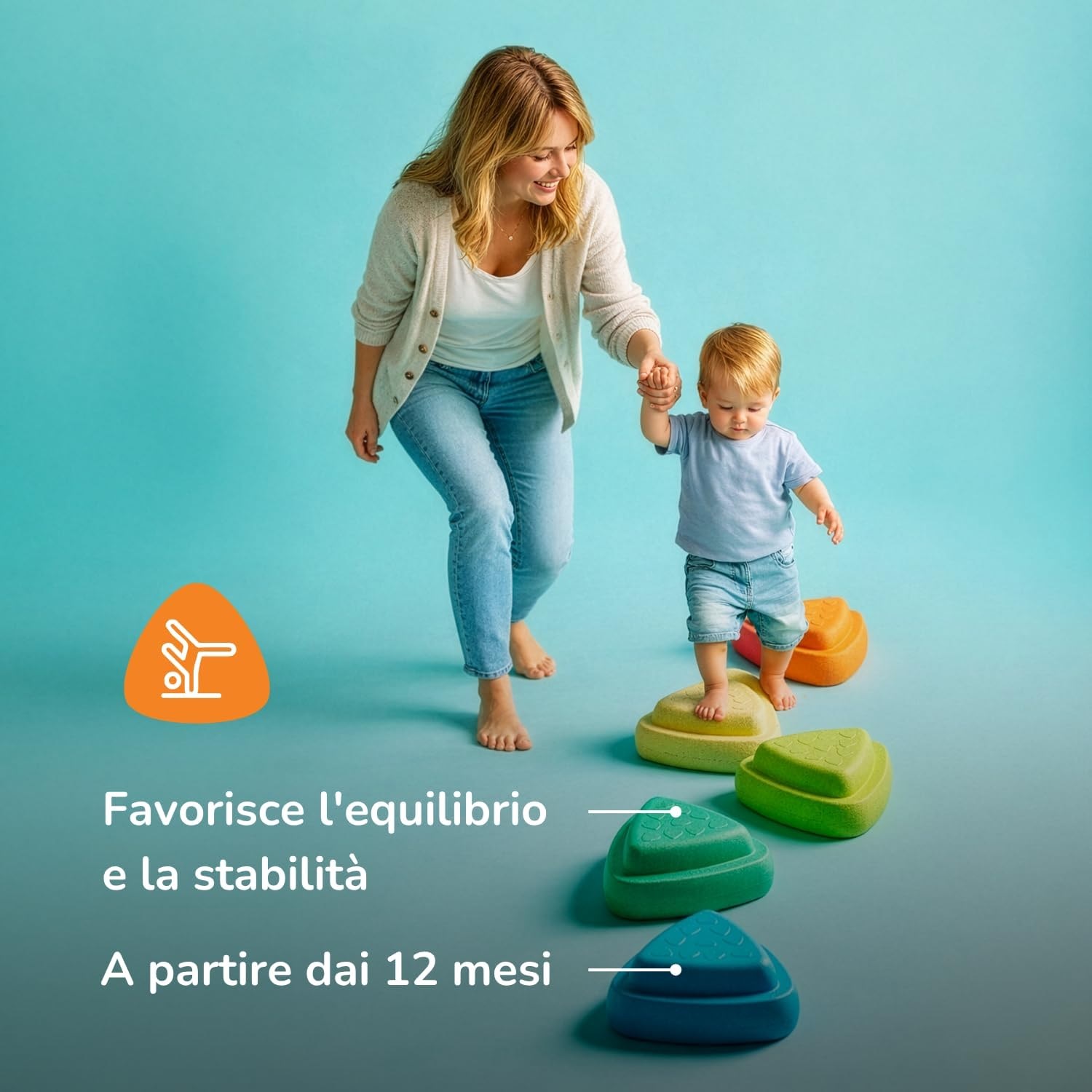 Nattou Blocky – Set di 6 blocchi impilabili per equilibrio e motricità - immagine 2