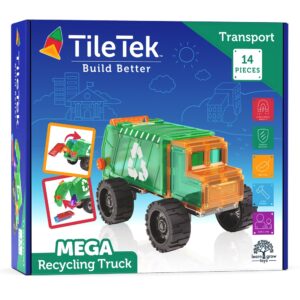 TileTek Mega Recycling Truck - Camion raccolta rifiuti magnetico 14 pezzi