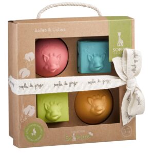 Sophie la Girafe So'Pure – Set 2 Palline e 2 Cubi in Caucciù Naturale – 3 Mesi+