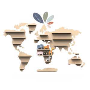 Speedy Monkey - Mappa degli animali del Mondo - Inclusi 6 Animali Africa - in legno