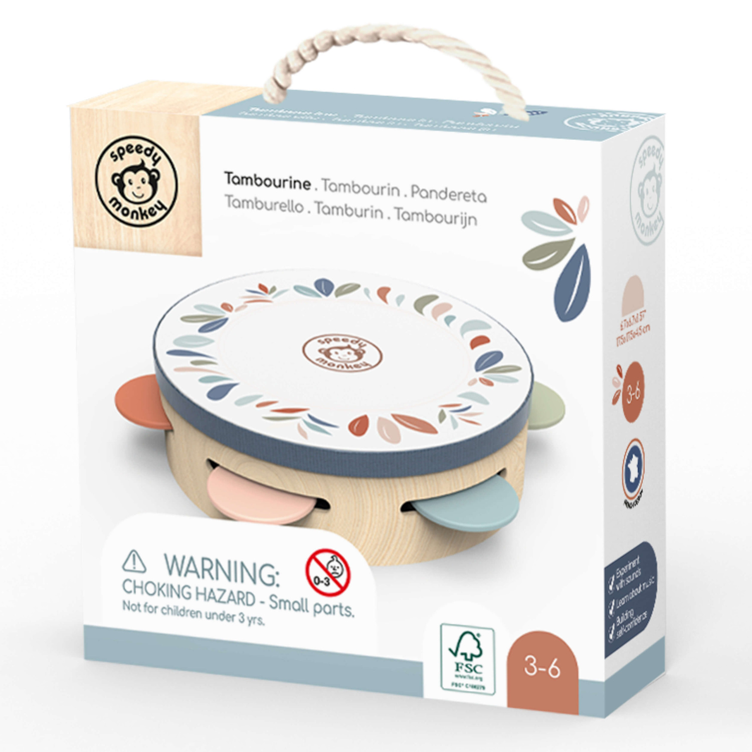 Speedy Monkey - Tamburello in legno - immagine 2