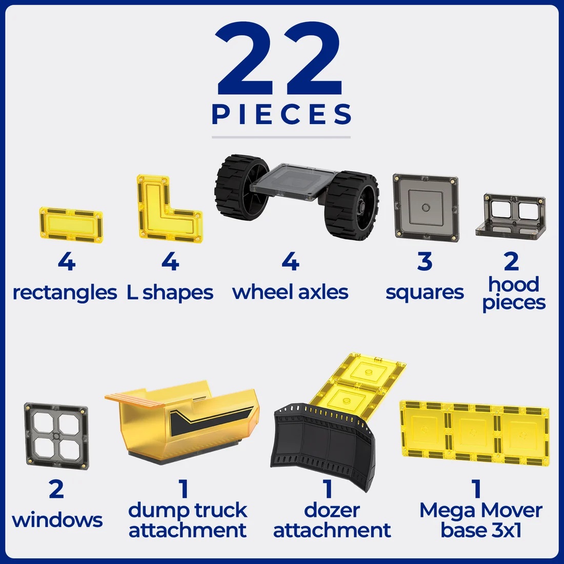 TileTek Mega Earth Mover - Mezzi da cantiere magnetici 22 pezzi - immagine 6