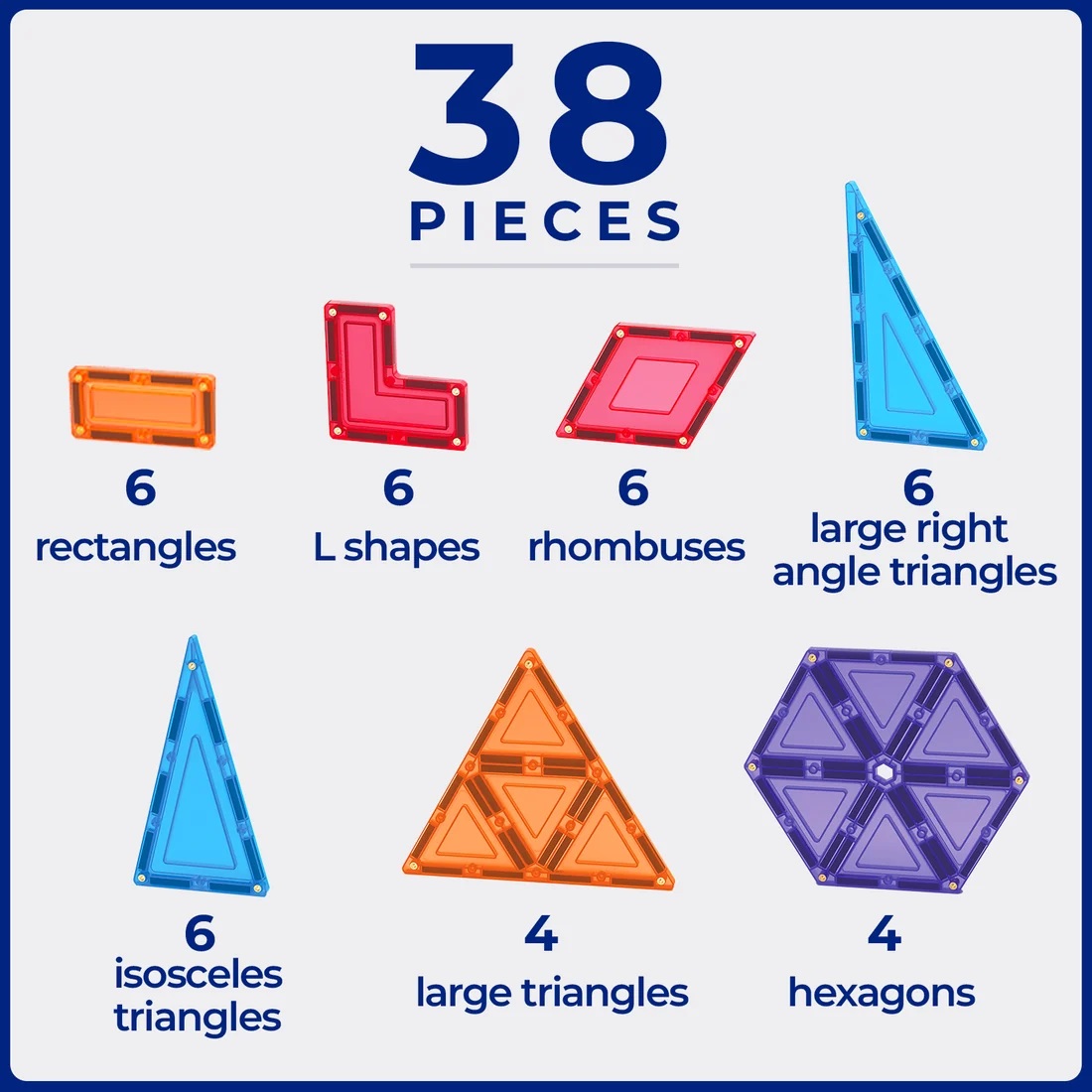 TileTek Geometric Pack - 38 pezzi di Costruzioni magnetiche geometriche - immagine 4